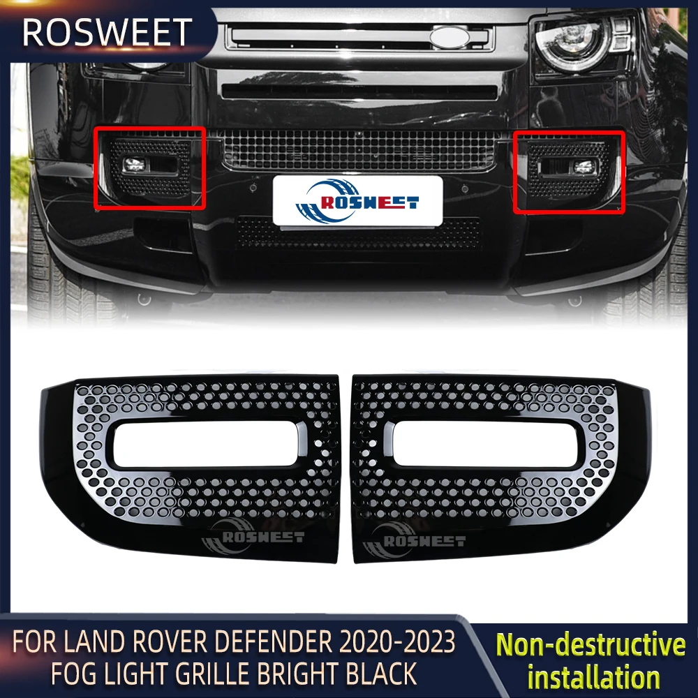 

Gloss Black Fog Light Grille Cover Trim Bezel For Land Rover Defender L663 90 110 130 2020 2021 2022 2023 Car LR129432/LR129431