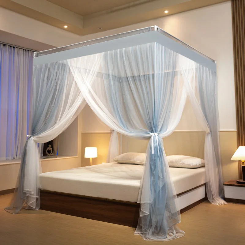 Assorted Colors Room Decor Mosquito Net Princess Bed Canopy Nets Bedroom Decoration Tent Curtains + White Frame