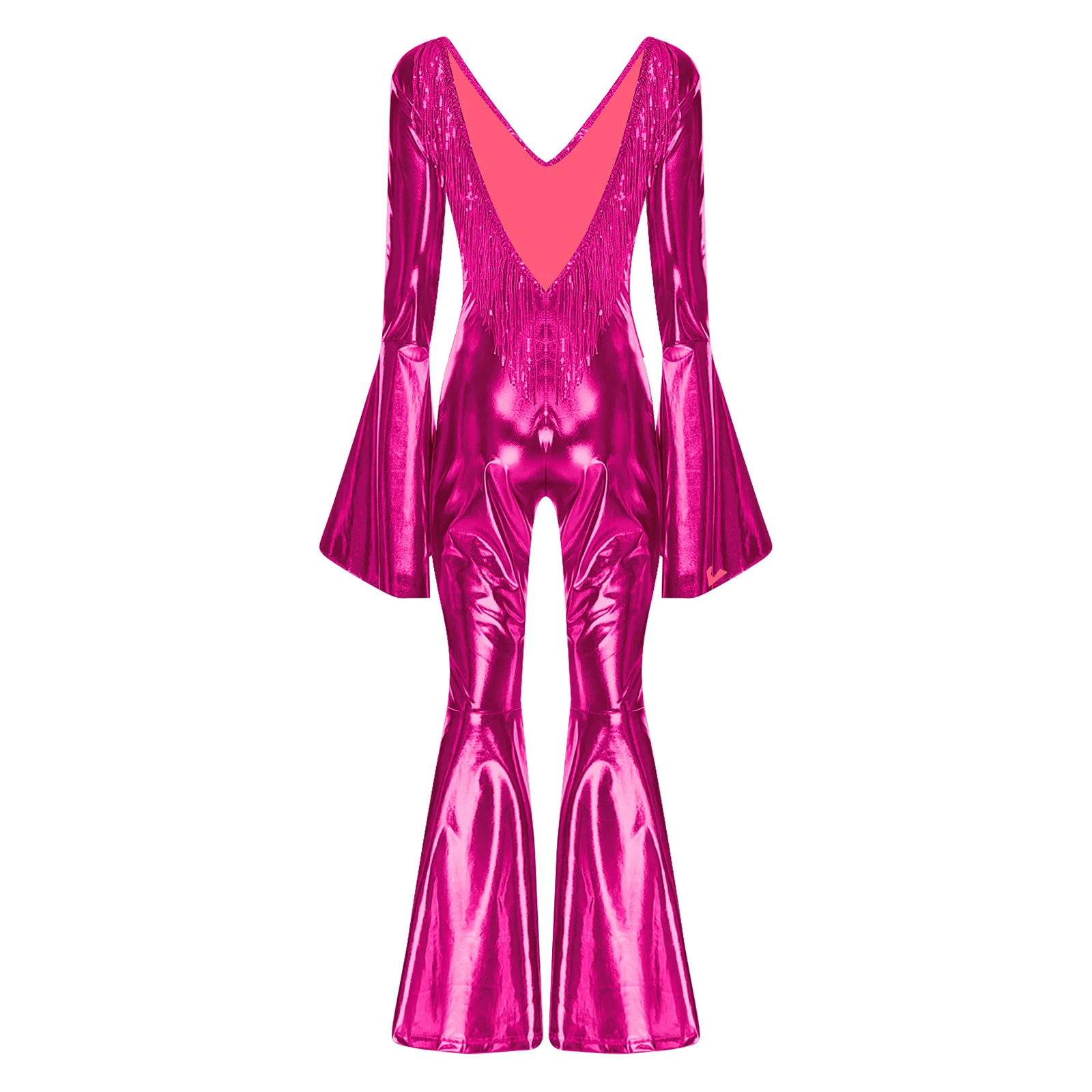 Peleles de una pieza para mujer, Jazz, Tap, discoteca, Club de baile, mono brillante con espalda descubierta y borlas para monos de baile Disco de Tango