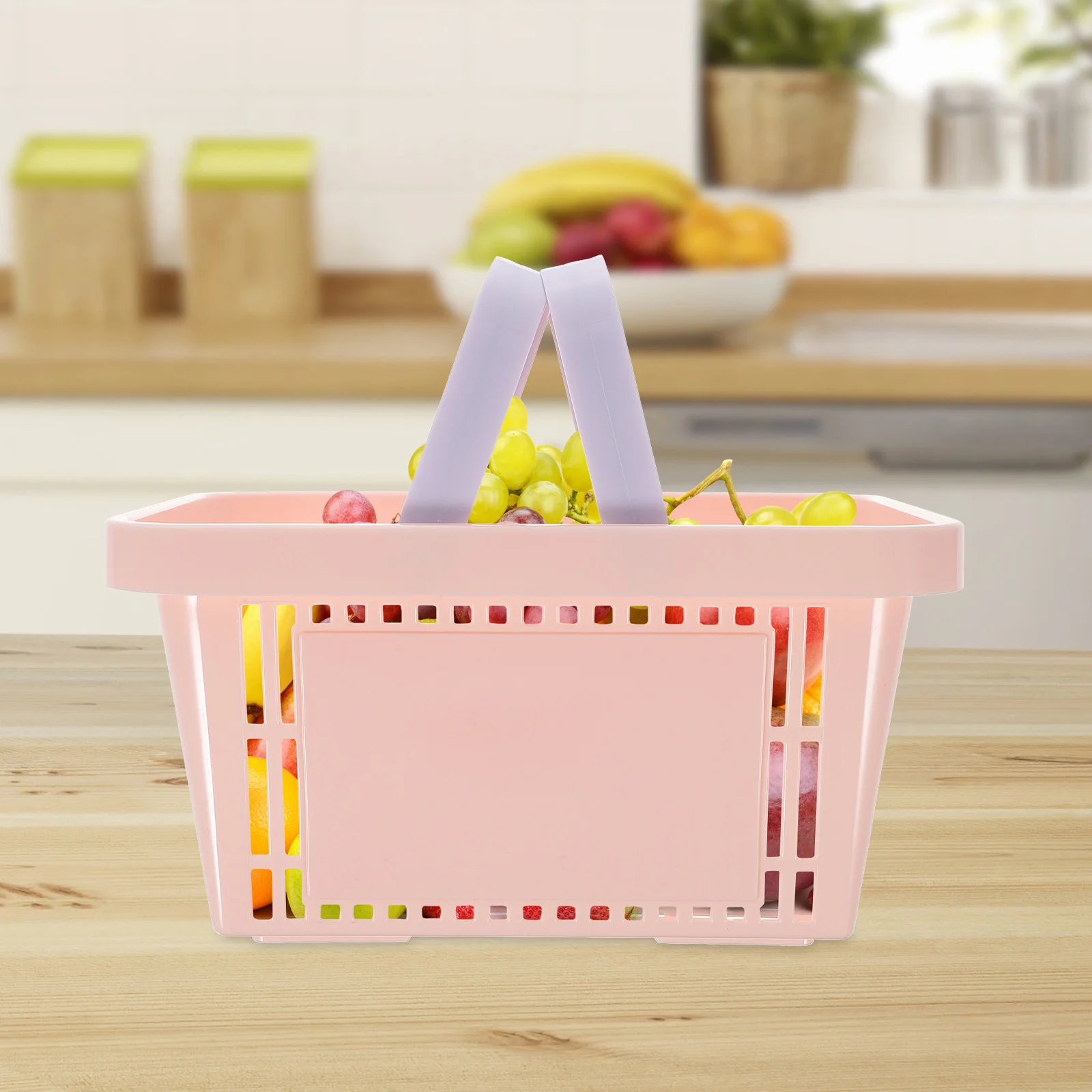 Cestino portaoggetti Organizzatore da tavolo multifunzione portatile Cestino di plastica portatile per frutta Verdura Snack Supermercato