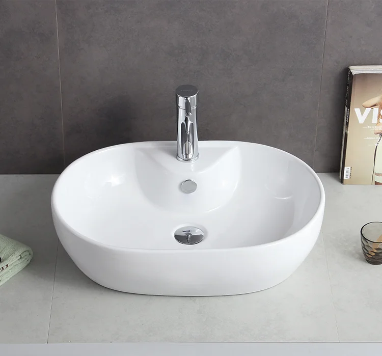 

Oval Square Balcony Ceramic Washbasin Household Upper Basin Large Square Ceramic Washbasin