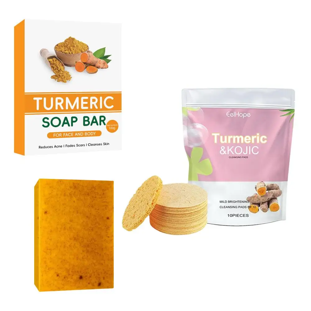 Turmeric Lemon Cleansing Soap Face Fade Dark Spots Acne Marks Brighten Skin Remove Dull Whitening Moisturizing Body Soap