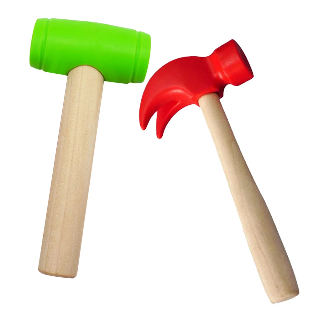 2 pçs ferramenta de reparo simulação crianças mallet brinquedo martelo falso para marretas de madeira plástico jogar criança