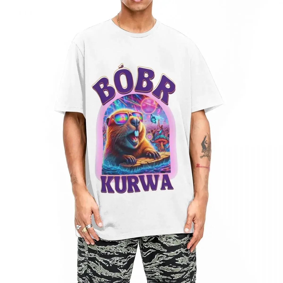 Bobr Kurwa Tshirt Raave Beaver Hip Hop Tshirt Short Sleeved Retro Tshirt Summer Round Neck Large Tshirt