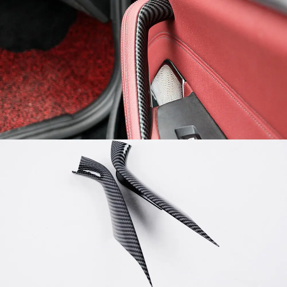 Carbon Fiber Black Door Handle Panel Cover Decoration For BMW 5 Series G30 G31 2018-2023