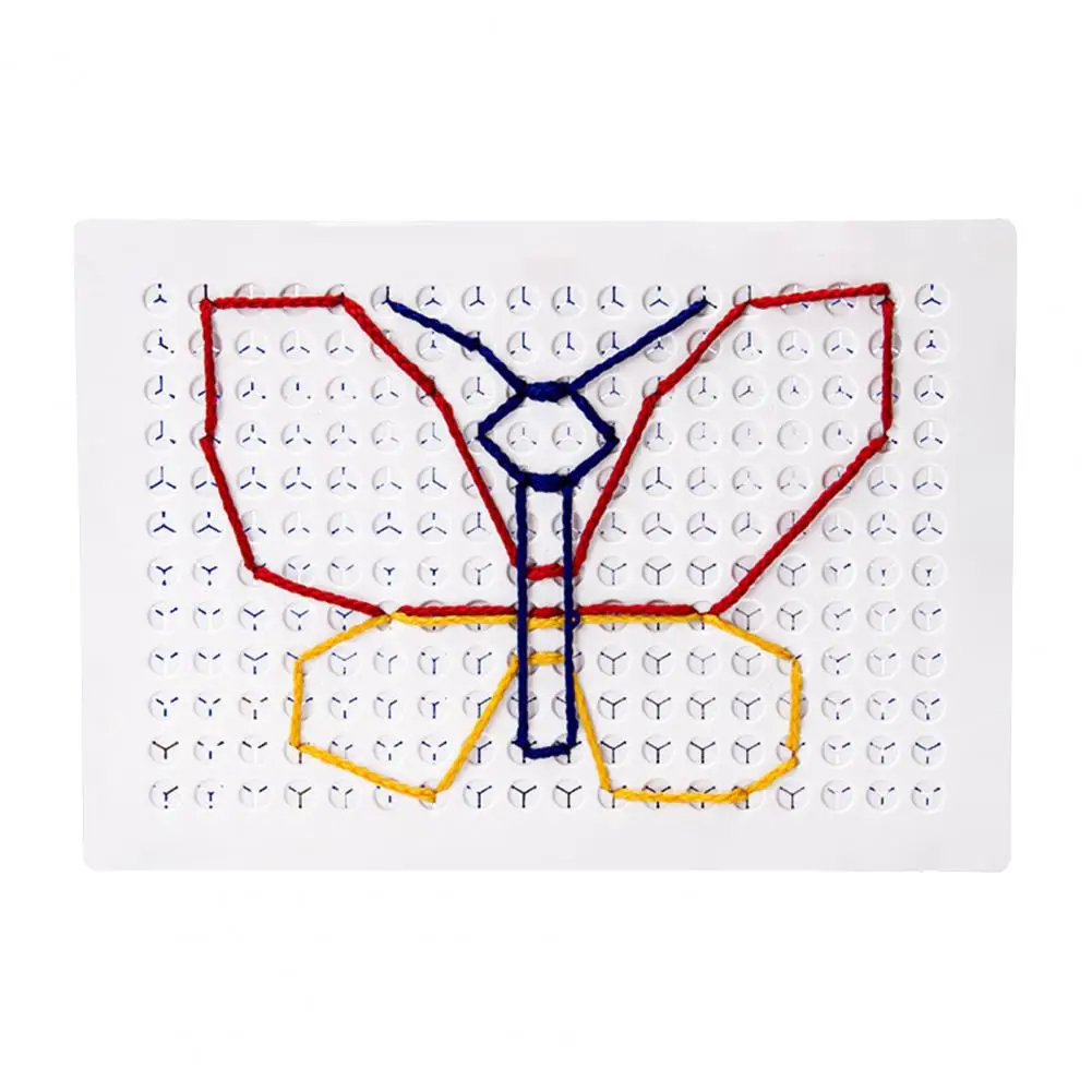 Kids Thread Board Kids Threading Board with Pens Laces Fine Motor String Weaving Toy Stitch Grid Diy Lacing Drawing for Toddlers