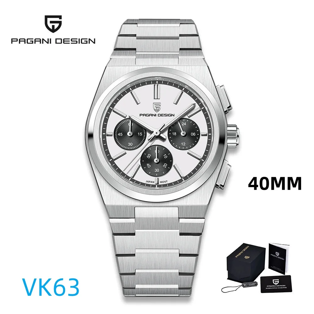 Pagani Design Simple Fashion Men's Quartz Watch PD1761 VK63 Sapphire Stainless Steel 40MM Waterproof Chronograph Reloj Hombre