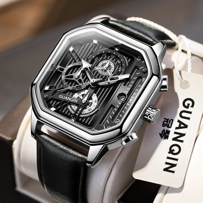 GUANQIN 2024 Top Luxury Brand Men's Watches Quartz Watches Clock Chronograph Luminous  Watches Men's Waterproof Sports Watches