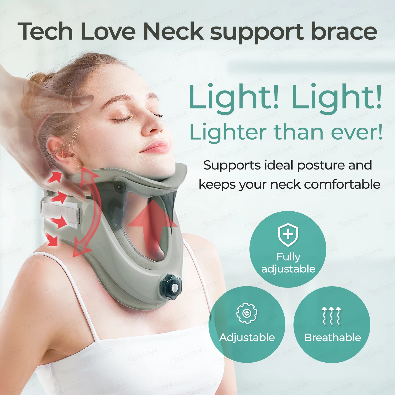 Adjustable Cervical Traction Device – Lightweight 260g Neck Support Brace with Air Pump for Posture Correction, Pain Relief