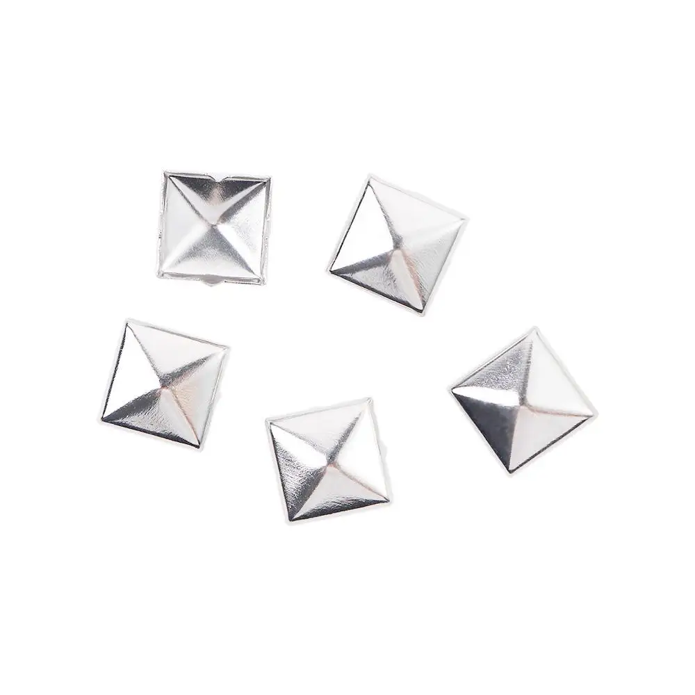 Gold Quality Releasable Silver Pyramid Shape Spikes Spots Nailhead Square Rivets Garment Supplies DIY Studs Sewing Decor