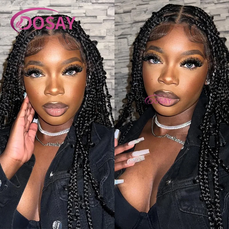 36 "الدانتيل الكامل فراشة كورنو شعر مستعار مضفر الاصطناعية Knotless صندوق الضفائر شعر مستعار للنساء السود Locs كورنو تجديل الباروكات