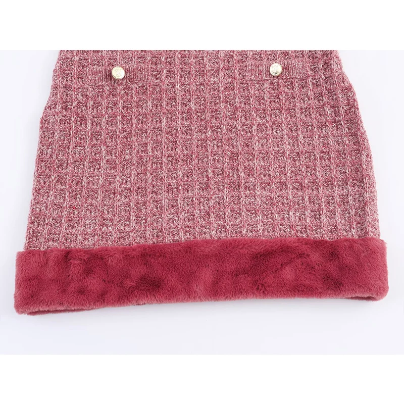 فستان أنيق أنيق بحاشية من الفرو الصناعي للنساء موضة جديدة فساتين قصيرة محبوكة بدون أكمام للسيدات فساتين حفلات الخريف النحيفة الجديدة ﻿