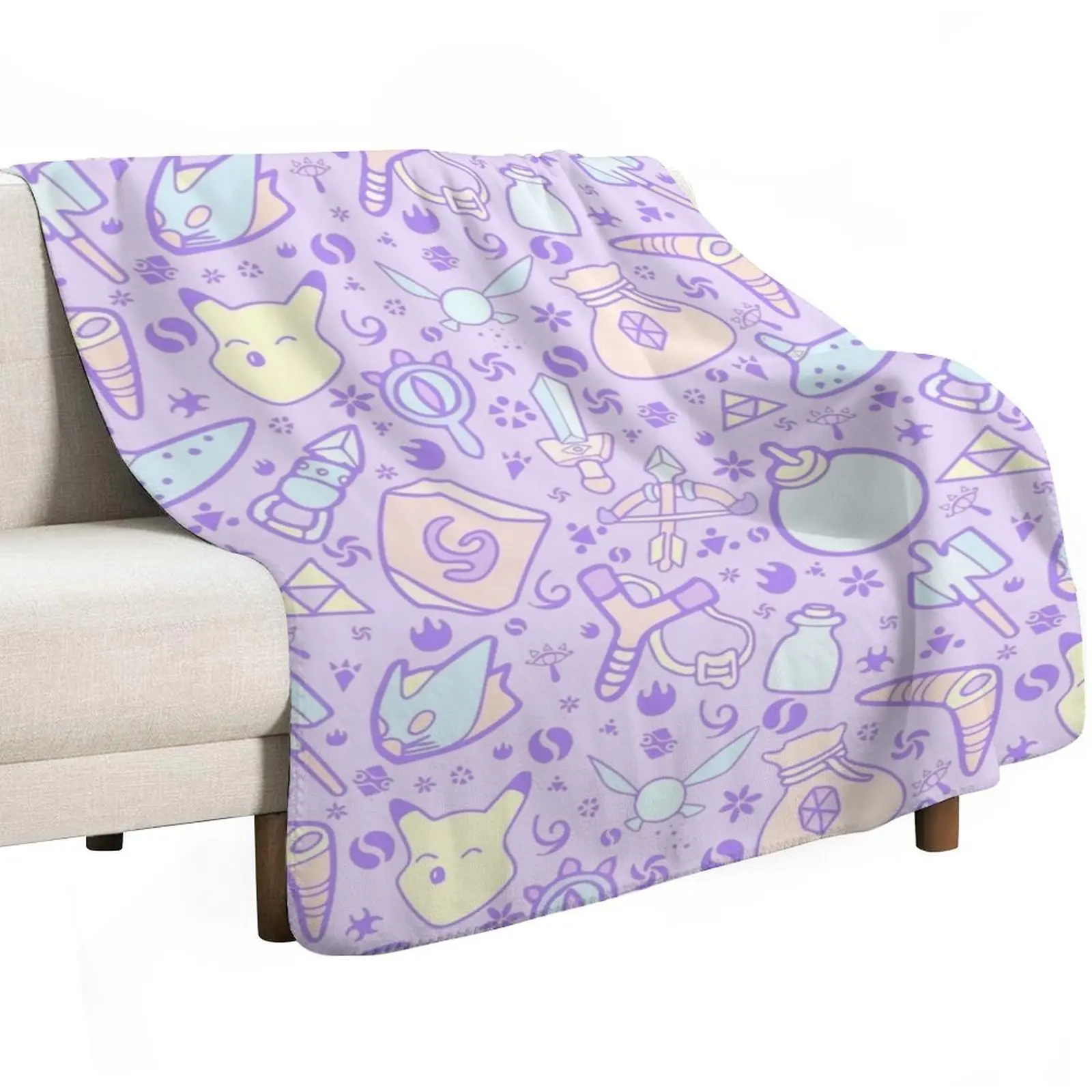

Zelda Doodlez (Purple Pastel ver.) Throw Blanket Fashion Sofas Sofa Plaid on the sofa Cute Blankets