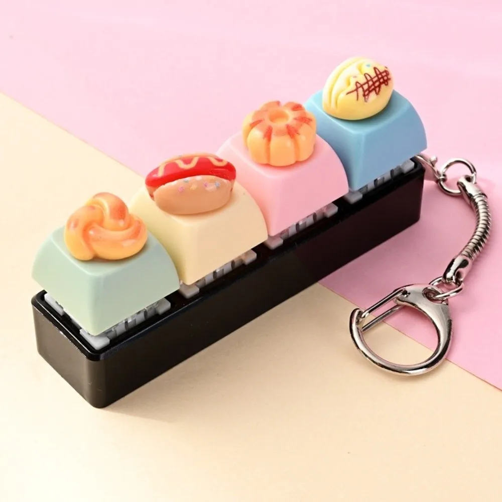 4 Key Anti-stress Pendant Bear Keycap Mechanical Stress Relief Clicker Finger Button Pass The Time Calming Keychain Keys