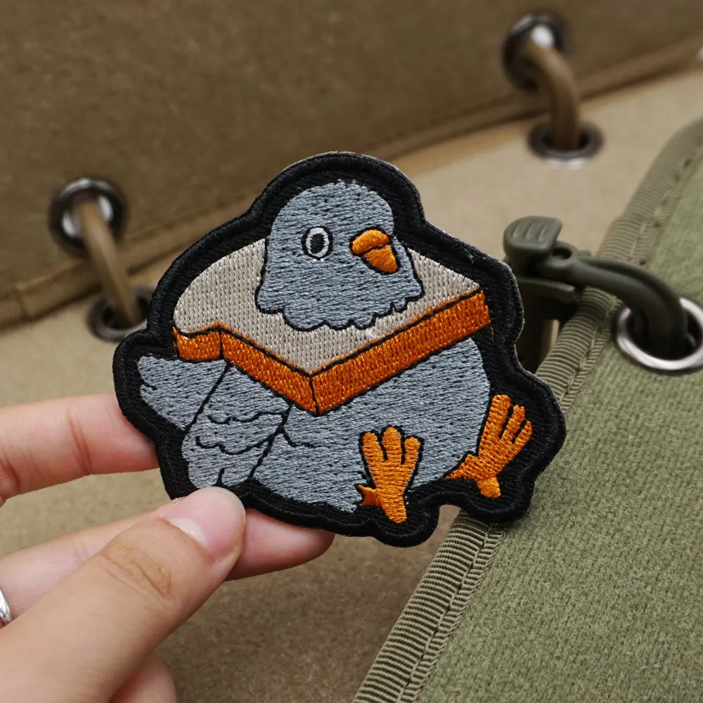 Fat Bread Pigeon,High quality embroidery patches,Tags and badges with hooks ,for clothing ,hats and backpacks