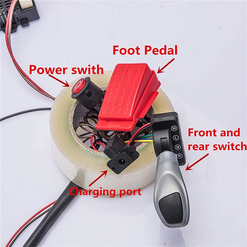 24V DIY Modified Wires and Switch Kit,with 2.4G Bluetooth Remote Control,for Children Electric Ride On Car Accessories