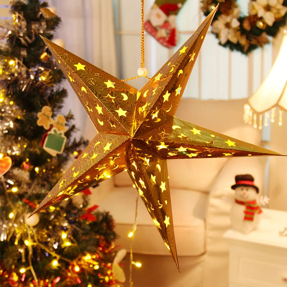 

6pcs 3D Pentagram Lampshades Thickened Paper Star Room Bedroom Room Decor Interior Lighting