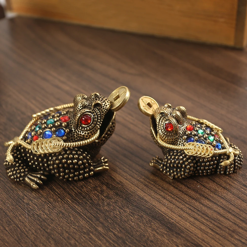 

Copper Toad Statue 7.2cm Wealth Frogs Decoration Hollow Design Prosperity Symbol Office Study Living Room Small Ornament