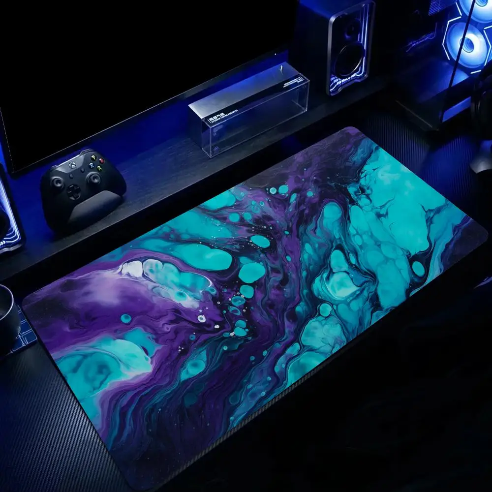 Alfombrilla de ratón grande con diseño de textura de mármol, estética artística, antideslizante, con borde cosido, alfombrilla de oficina, alfombrilla para juegos, mousepad.
