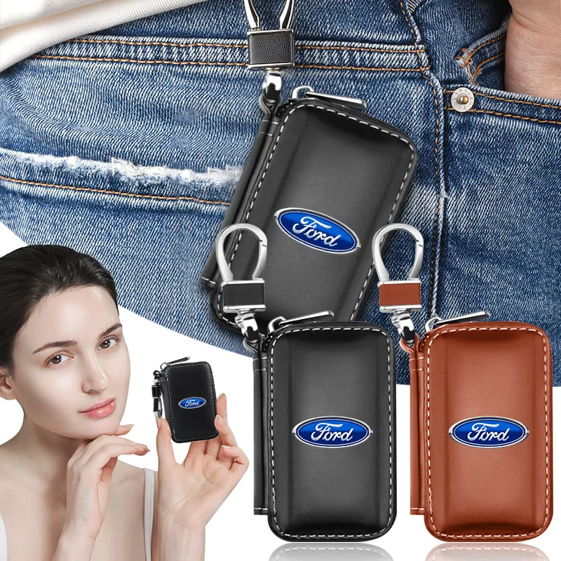 Car Key Holder Pouch Wallet Housekeeper Key Case Mini Card Bag For Ford Raptor Fiesta Focus 2 3 4 Mondeo Ecosport Mustang Fusion