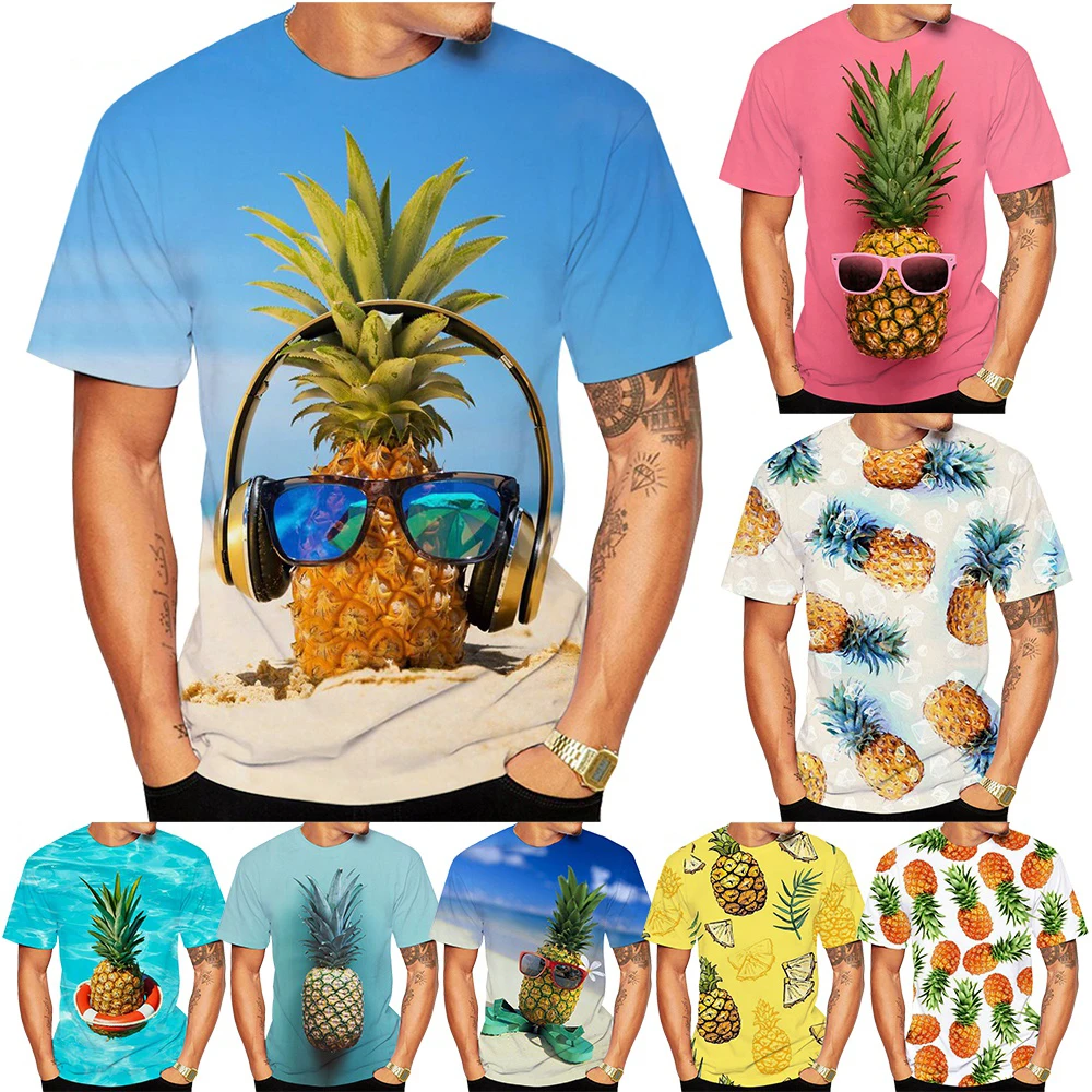 Summer Hot Sale  Men and Women Models 3D T-shirt Print Funny Pineapple Short-sleeved Fashion Fun Creative short-sleeved