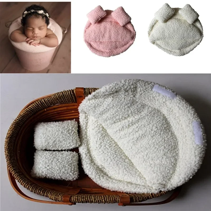 3pcs Newborn Baby Photography Props Posing Pillow Basket Filler Photo Prop Cushion Blanket Backdrops Bucket Basket Basin Cushion