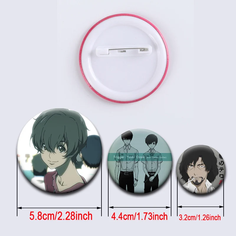 NINE,TWELVE Comic Badge Anime Terror in Resonance Lapel Pins Round Cartoon Brooches for Backpack Clothes Accessorie Jewelry Gift