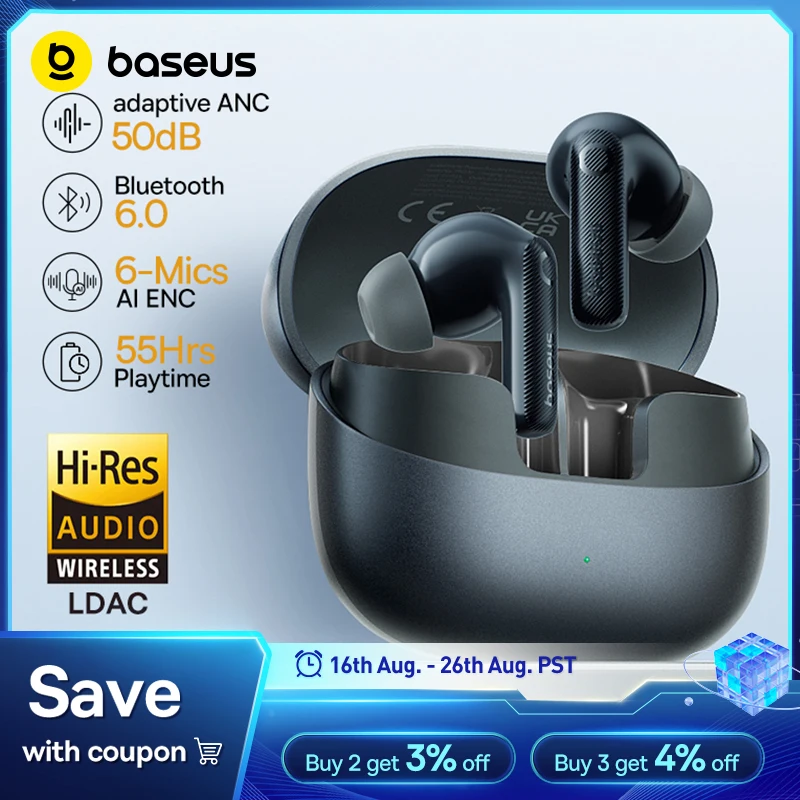 Baseus EP10 Pro ANCワイヤレスイヤホン ブルー 特別割引