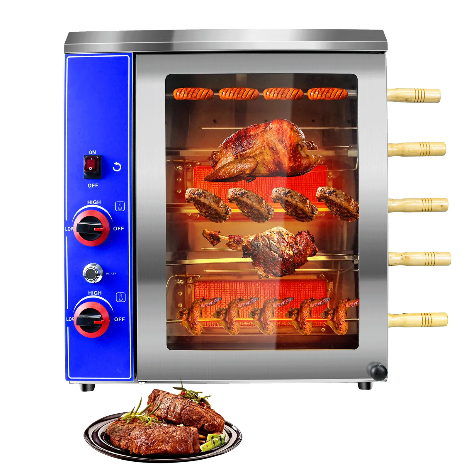Five-bar gas roast chicken stove commercial vertical rotary barbecue barbecue roast chicken legs foreign trade export gas kitche