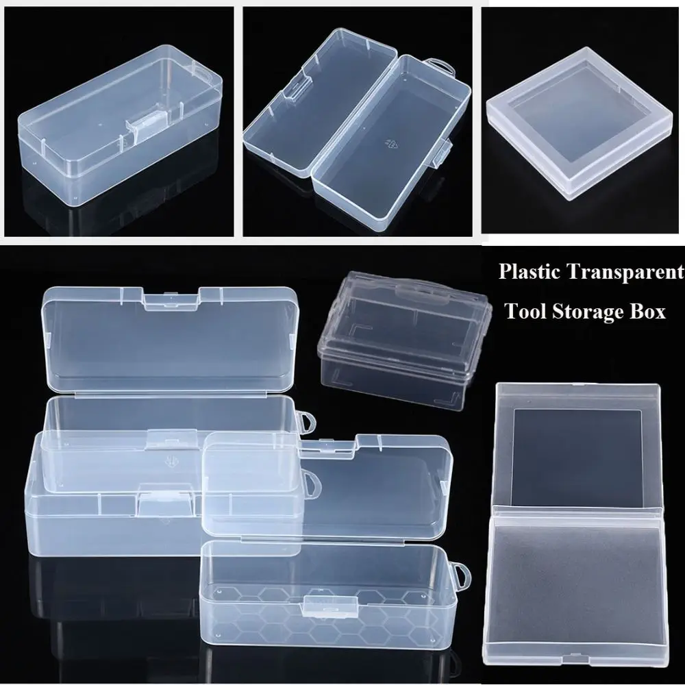 Portable Square Storage Box Plastic Transparent Small Items Case Durable Jewelry Beads Container Power Tools Holder
