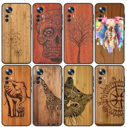 Natural Bamboo Wood Animal Print For Xiaomi POCO C65 F5 X5 X4 X3 Pro F3 F4 M5s Mi 14 13 Pro 11T 12T 13T 12 Lite Phone Case