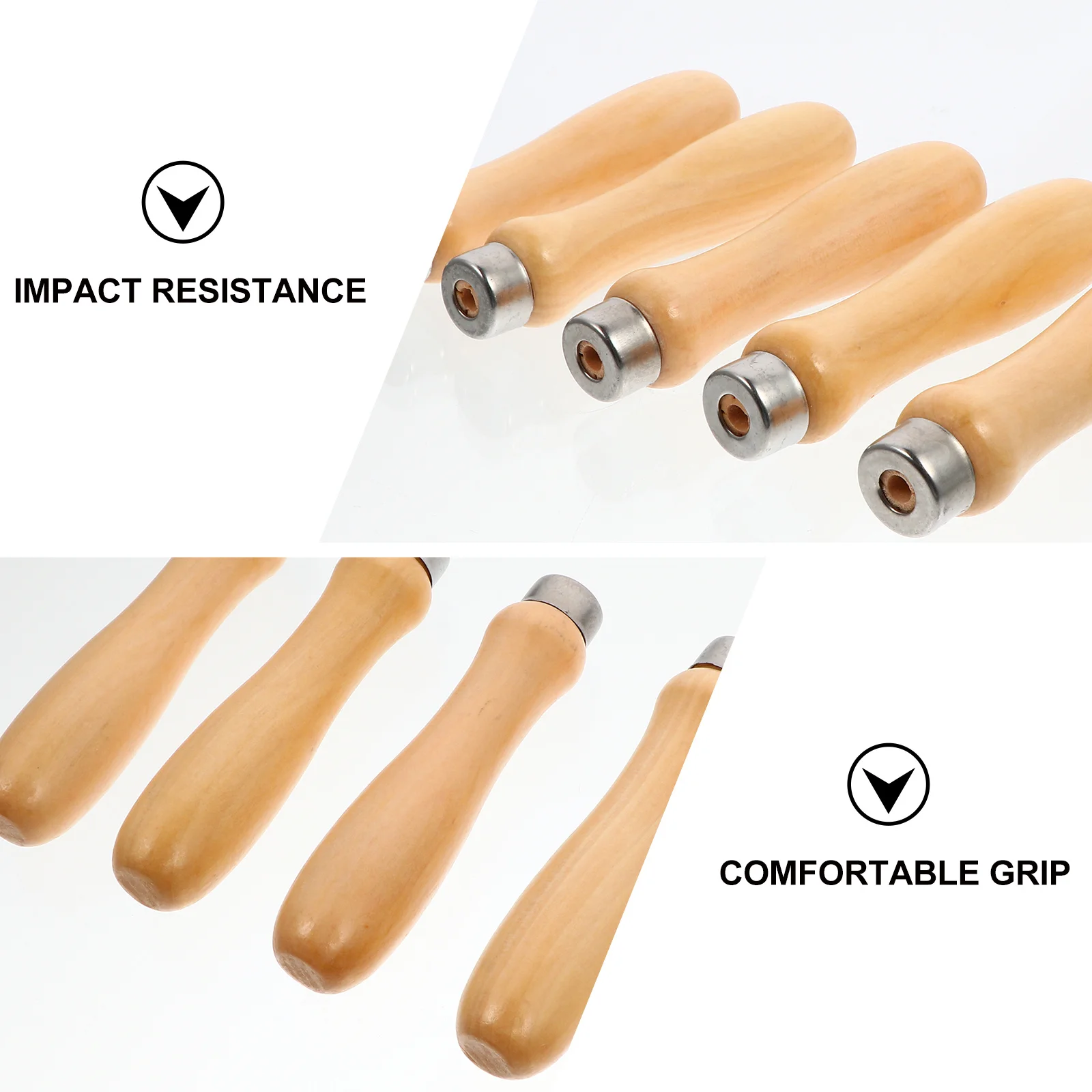 

5Pcs Wood File Handle Set Ergonomic Shape Metal Collar Secure Fit for File Rasp Tools Multi Purpose Cutting Accessories