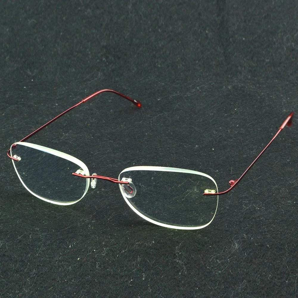 

Красные титановые очки для чтения без оправы с защитой от синего света и двухсторонним покрытием, женские очки для чтения без оправы для мужчин от +0,75 до +4