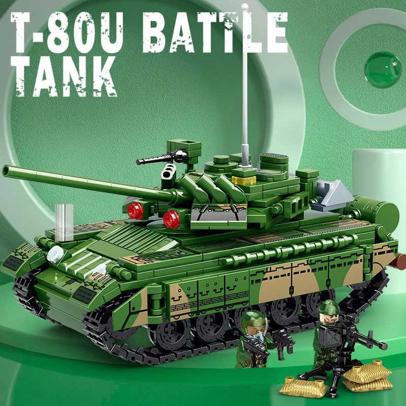 

Military Vehicles T-80 Main Battle Tank USSR US Building Blocks World War 2 Army Action Figure Bricks Kit ww2 Model Kids Toys