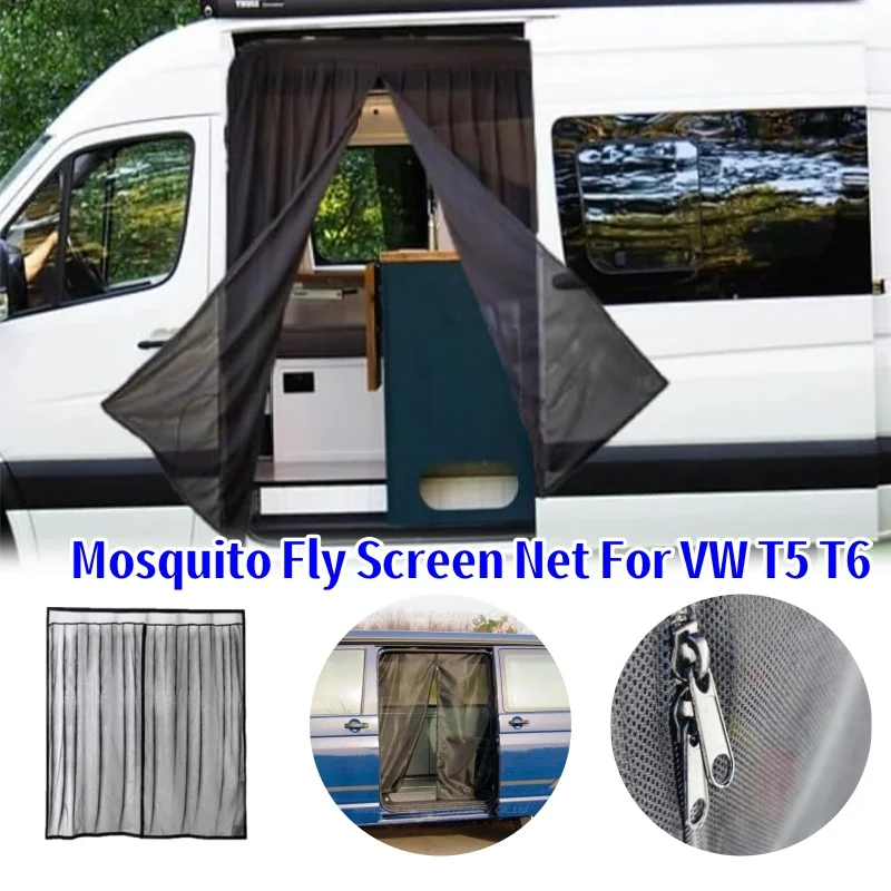 Mosquito Fly Screen Net Camper Sliding Door Magnetic Anti-Mosquito Insect Curtains For VW T5 T6 Automotive Interior Accessories