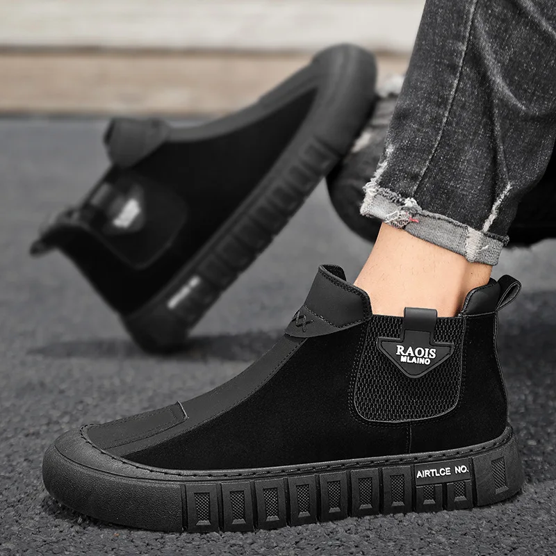 

Men's classic leather boots outdoor fashion Chelsea boots ankle boots English work boots high top sports and leisure lazy shoes