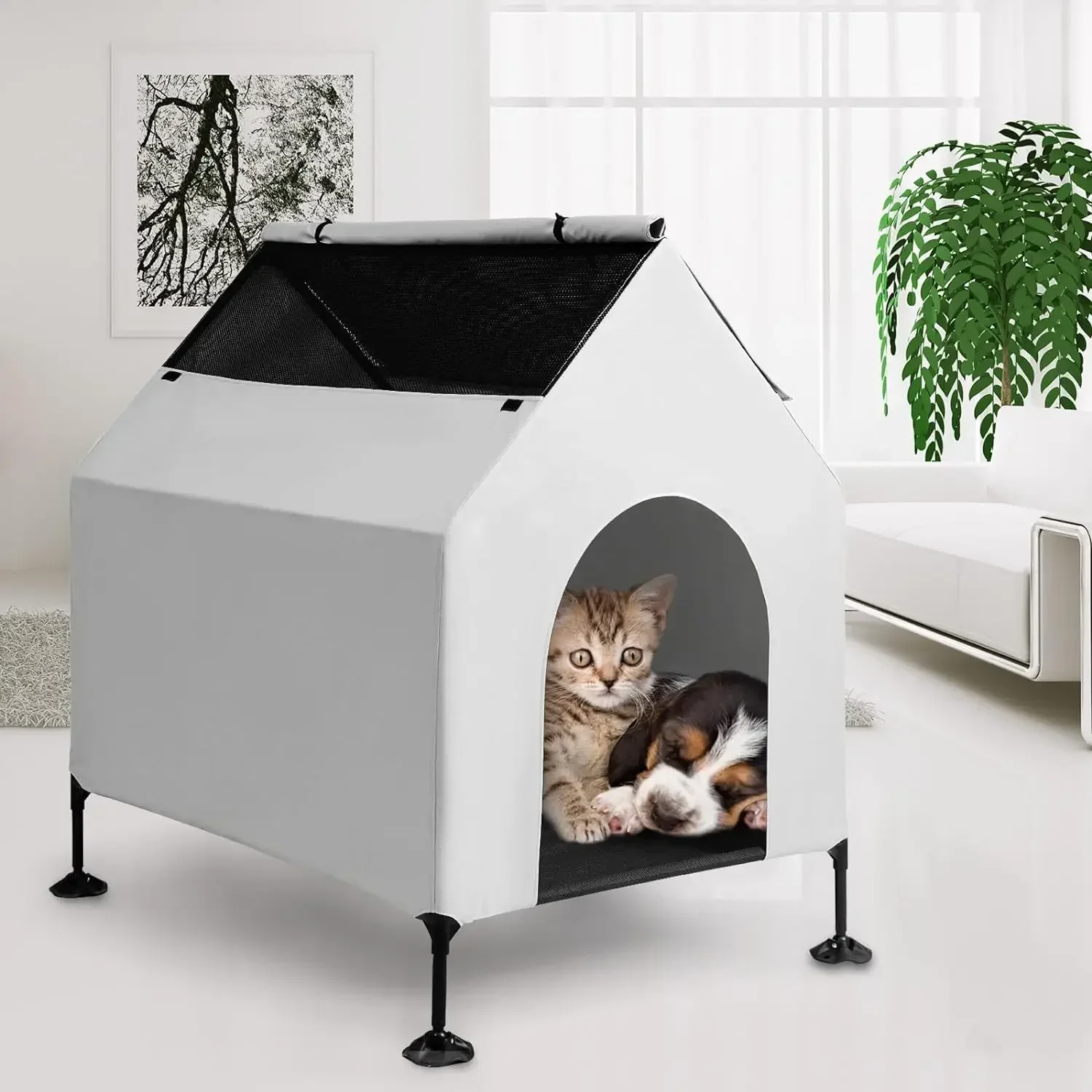 House for Small Dogs Outside &,Waterproof Dog House For Indoor & Outdoor Use, Portable Pet House With Powerful Anti-Slip Feet