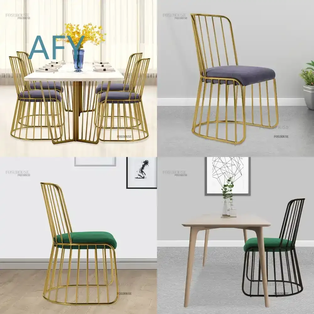 Wrought Iron Nordic Dining Chairs for Modern Home for Minimalist Dining Room for Soft Cushion Backrest for Light Luxury