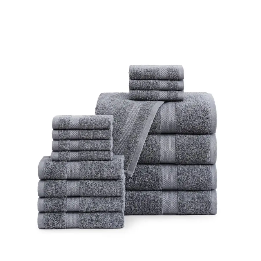 

100 Cotton Luxury Bath Towel Set 16 Pieces Ring Spun, Super Soft amp Highly Absorbent 4 Bath, 8 Washcloths, 4 Hand Towels for Ba