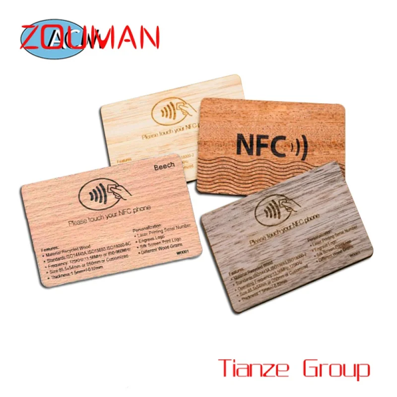 Custom , Custo Printing Accs Control Proxiity Card  ood Busins Car RFID ISO14443A  N ooden Hotel  Card