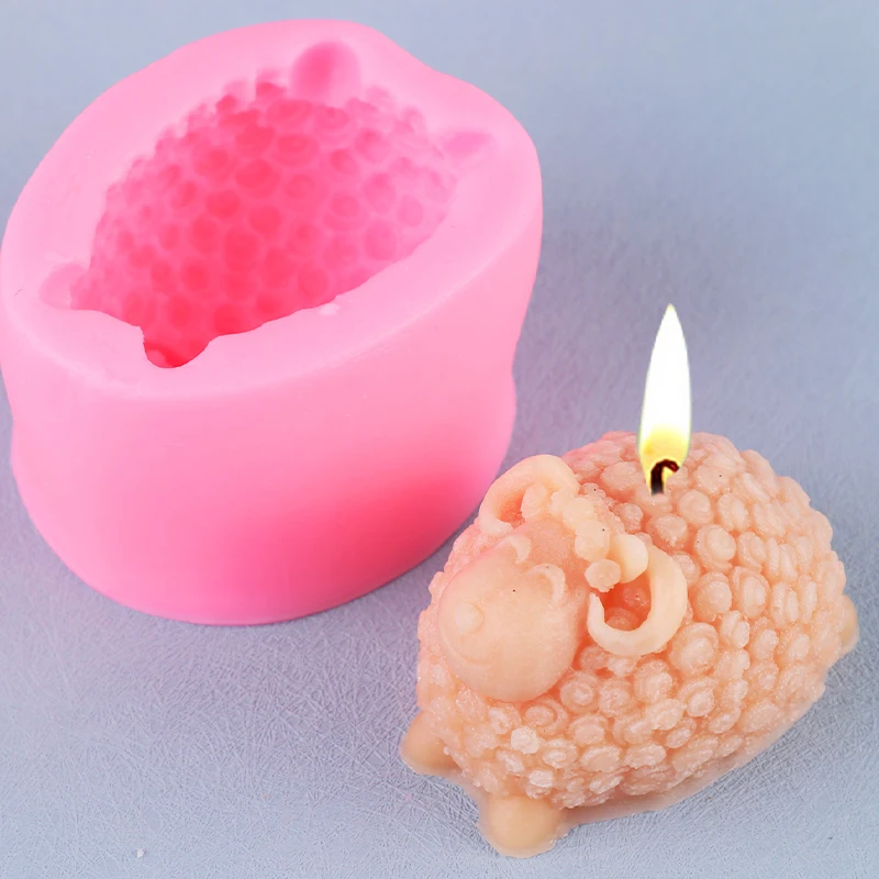 귀여운 양 모양 향초 소이 왁스 장식 모양 양초 석고 몰드 장식 DIY