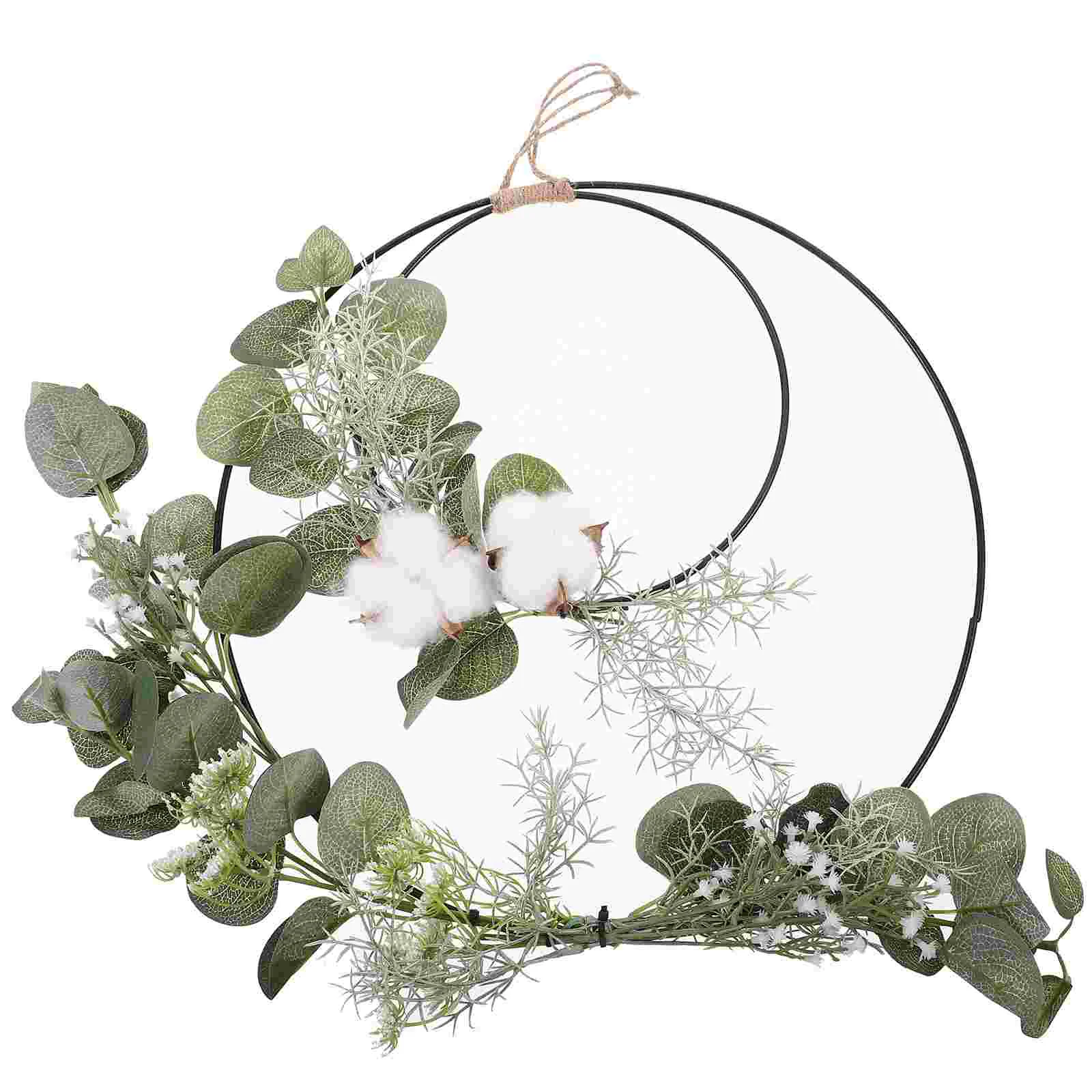 

Cotton Garland Pendant Artificial Leaf Garland Double Ring Simulated Wreath Flower Hoop Wreath Wreath for Front Door