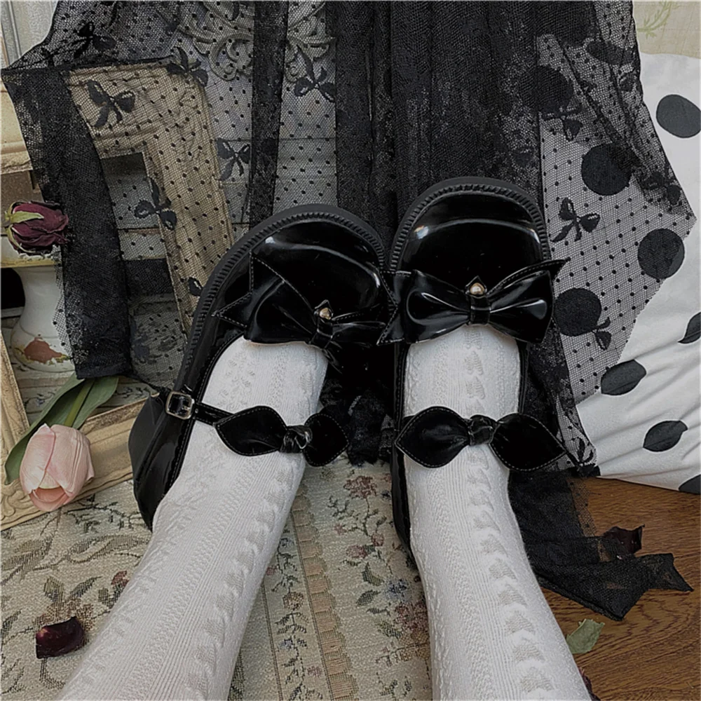 

Elegant Girls Victoria Palace Bowknot Princess Kawaii Girl Women Shoes Vintage Sweet Low Heel Round Head Cosplay Lolita Shoes