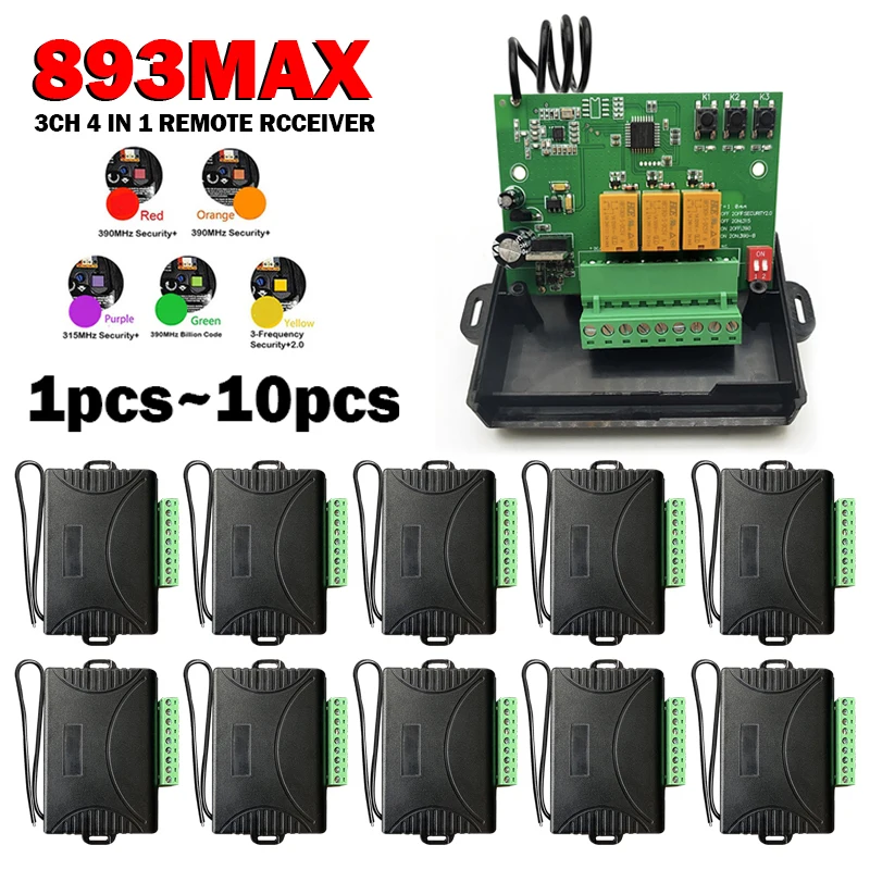 

Work With 893MAX 890MAX 956EV 953EV 895MAX 891LM 893LM 371LM 3 Channels 4 in 1 Remote Control Receiver Switch Gate Controller