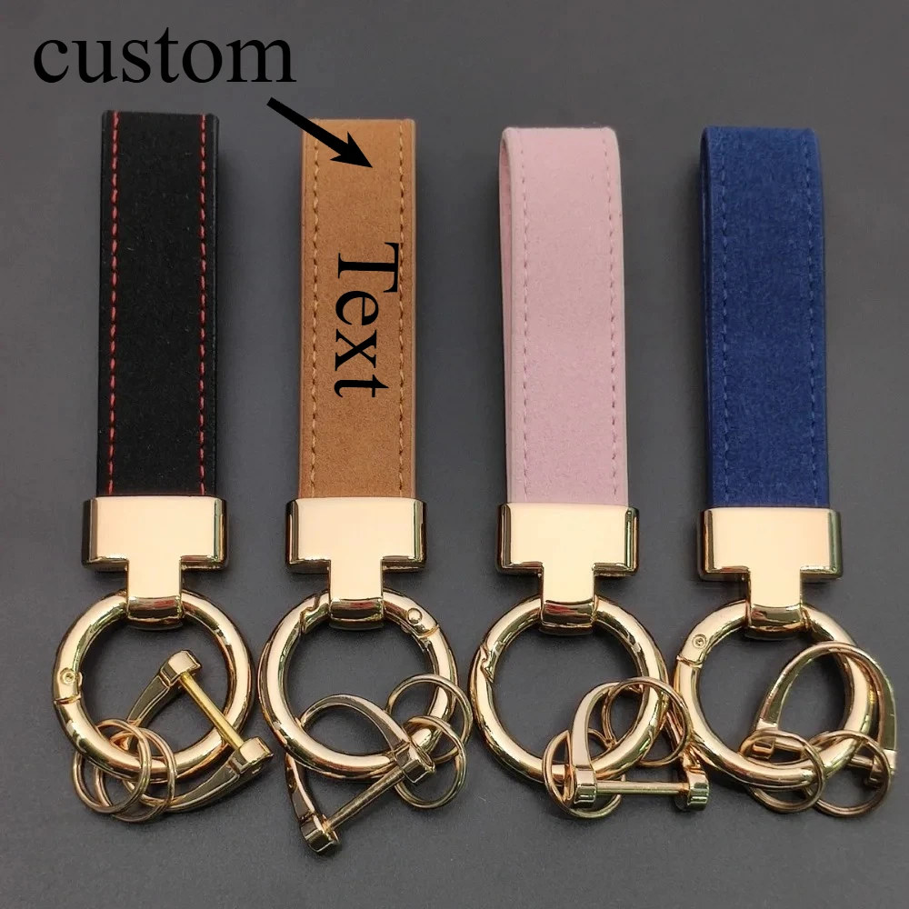 

New Custom Retro Vintage Suede Leather Key Chain Personalized Laser Engrave Car Key Chain Bag Hanging Accessories Wholesale Gift