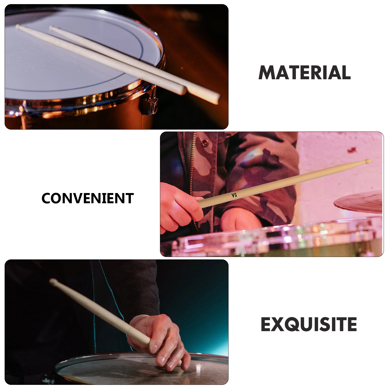 

2 Pairs Maple Drumsticks Smooth Performance Percussion Drum Tool Comfortable Durable Percussion Accessories