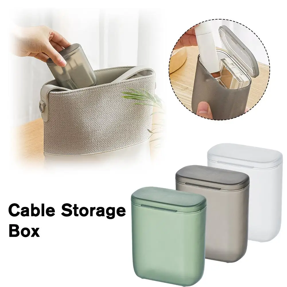 Portable Data Cable Storage Box With Cover Headphone Charger Mobile Phone Travel Transparent Wire Container Box For Office L9V2