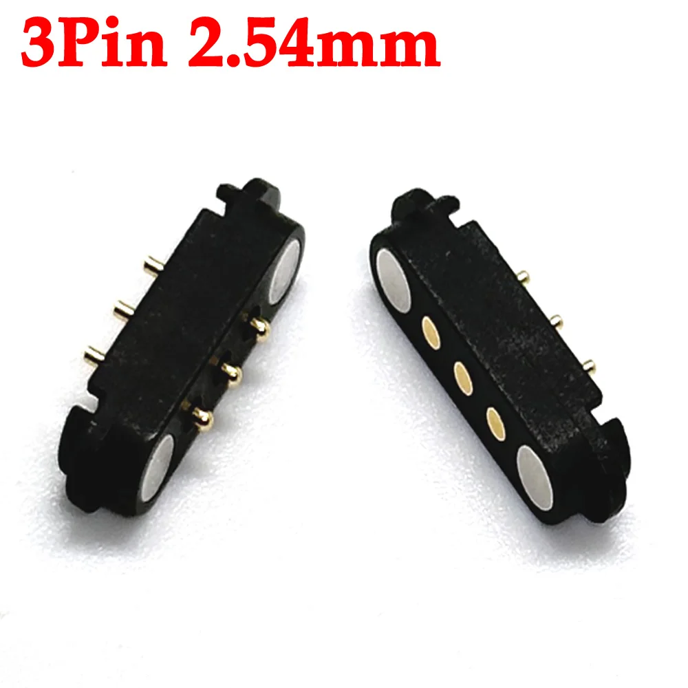 

1-10pcs 2A DC Magnetic Pogo Pin Connector 3Pin Pogopin Male Female Spring Loaded DC Power Socket 3P Pitch 2.54mm