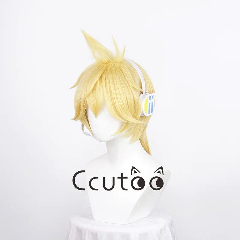 Rin/len kurze blonde hitze beständige synthetische Haare Cosplay Perücke Kopf bedeckung Perücke Kappe – Detail 8