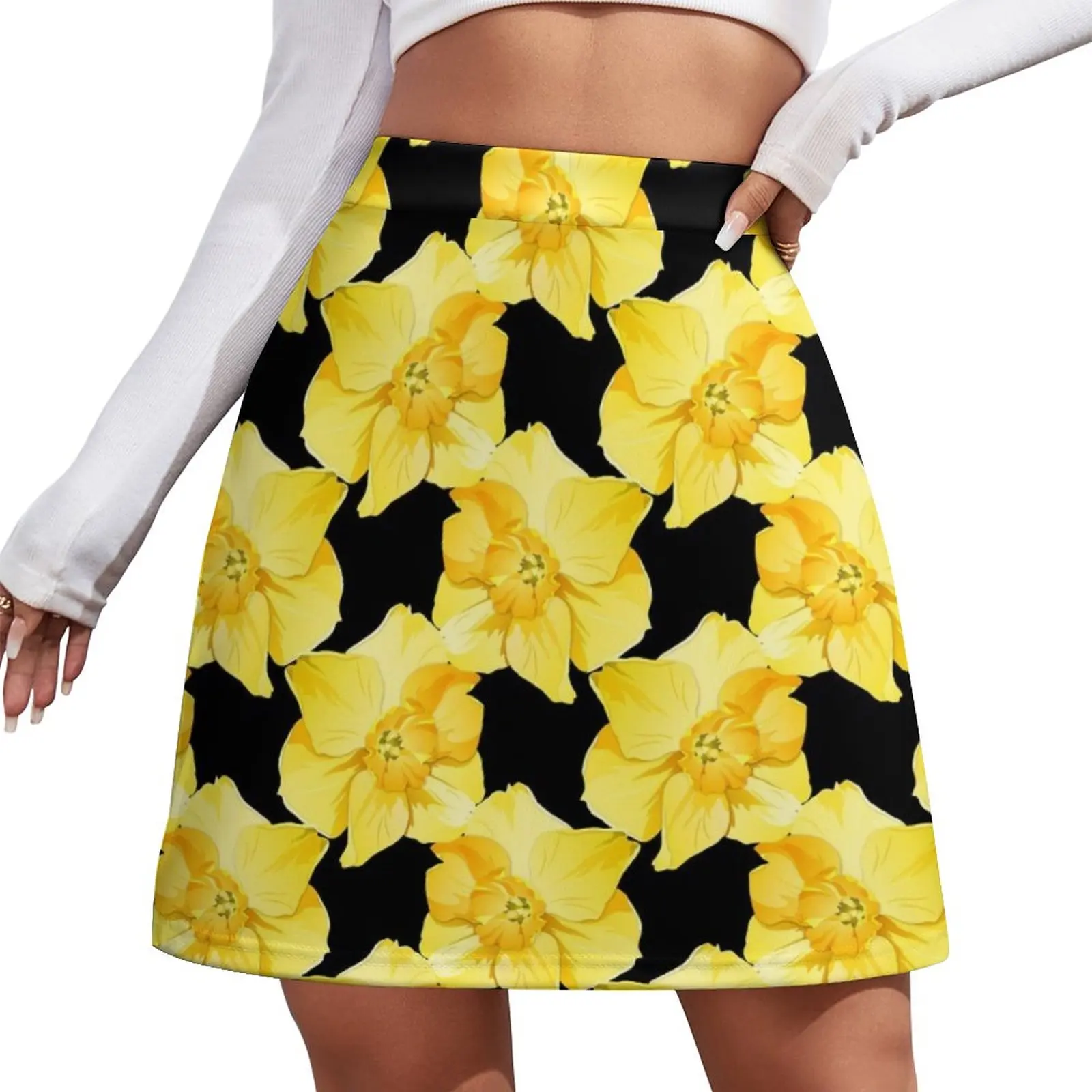 

Yellow Spring Daffodil Graphic Mini Skirt skirt for woman fairy grunge